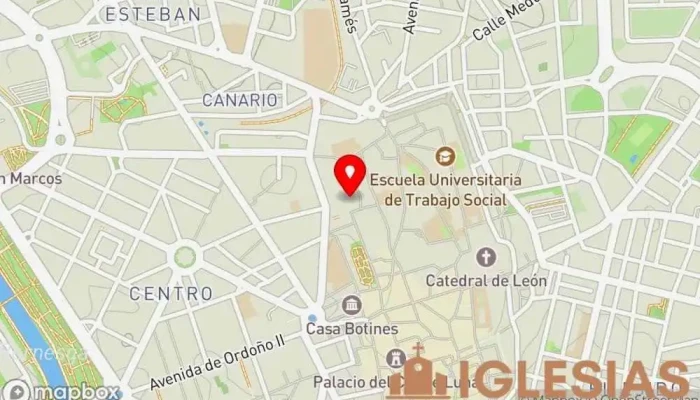 mapa de ADORACIÓN NOCTURNA DE LEÓN Organización religiosa en León