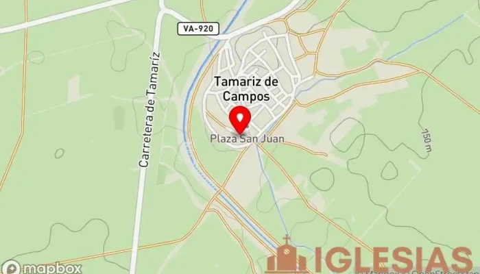 mapa de Antigua iglesia de San Juan Bautista de Tamariz de Campos Lugar de interés histórico en Tamariz de Campos
