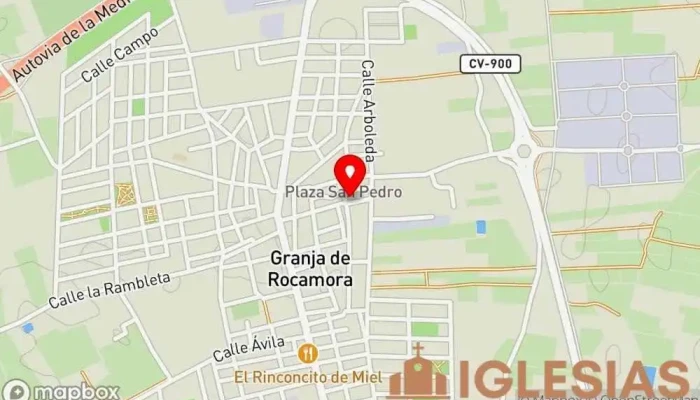 mapa de Casa parroquial Lugar de culto en Granja de Rocamora