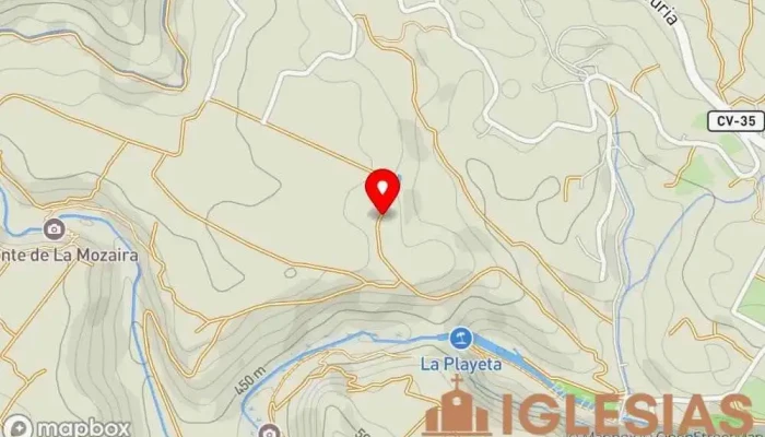 mapa de Casalicio de la Virgen del Cariño Iglesia en Chelva