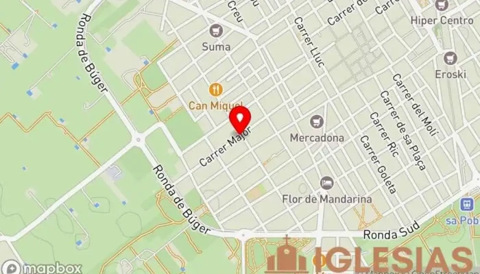 mapa de CC.RHEMA Mallorca Iglesia cristiana en Sa Pobla
