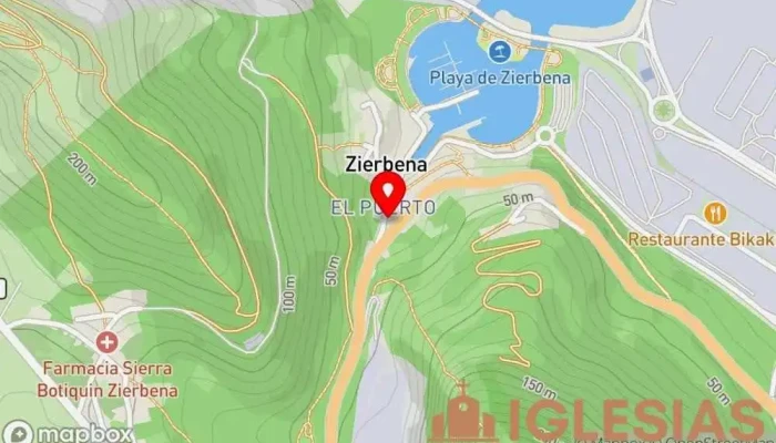 mapa de Ermita de Nuestra Señora del Puerto Capilla en Zierbena