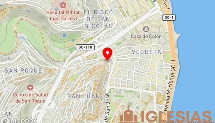 mapa de Ermita de San Juan Bautista -Obispado Diocesis De Canarias Iglesia en Palmas De Gran Canaria ( Las )