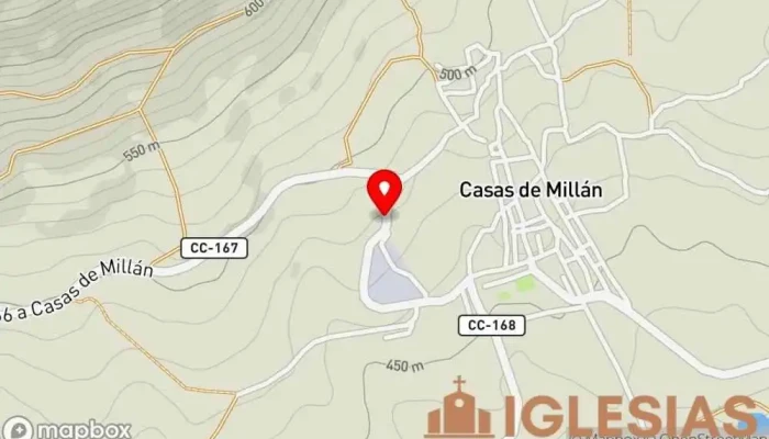 mapa de Ermita de San Sebastian Iglesia en Casas de Millán