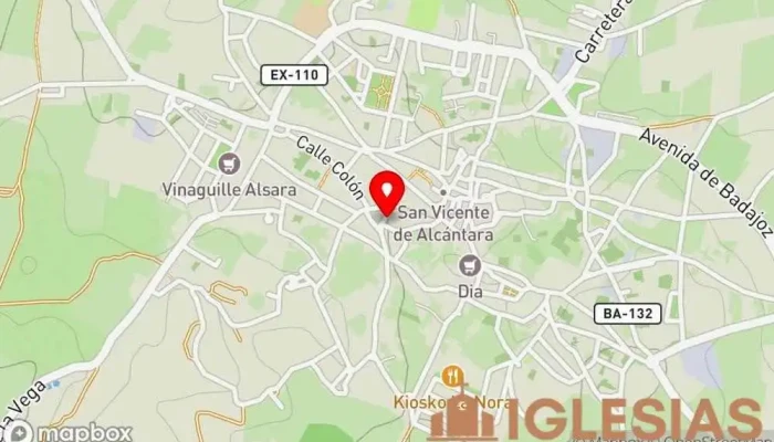 mapa de Ermita de Santa Ana Iglesia en San Vicente de Alcántara