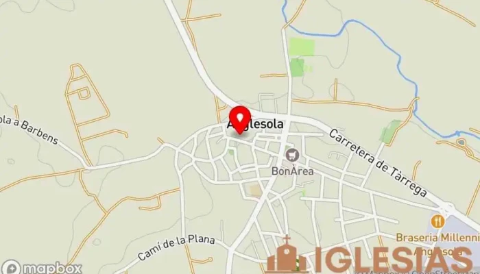 mapa de Església de Sant Pau de Narbona Iglesia católica en Anglesola