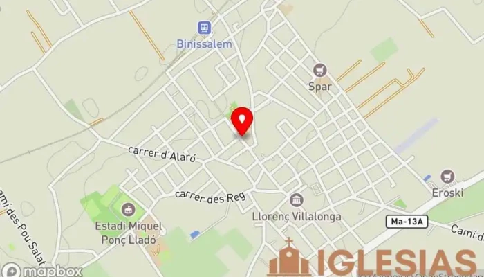 mapa de Hermanas de la Caridad de San Vicente de Paúl Iglesia en Binissalem