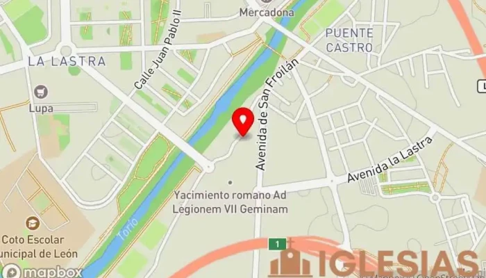 mapa de Iglesia de Dios Ministerial de Jesucristo Internacional (IDMJI) Iglesia cristiana, Iglesia no vinculada a una denominación religiosa, Lugar de culto en León