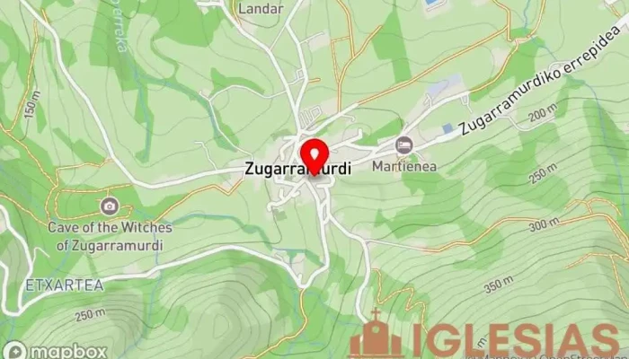 mapa de Iglesia de La Asunción Iglesia católica en Zugarramurdi