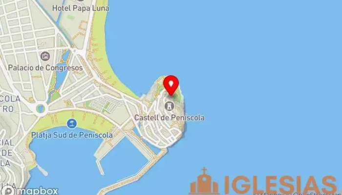 mapa de Iglesia de Nuestra Señora de la Ermitana Iglesia católica, Atracción turística en Peniscola