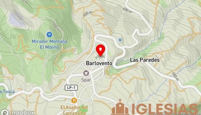 mapa de Iglesia de Nuestra Señora del Rosario Iglesia, Atracción turística en Barlovento