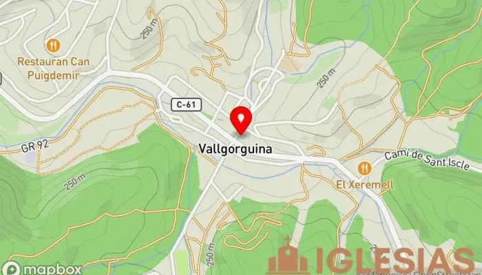mapa de Iglesia de San Andrés de Vallgorguina Iglesia en Vallgorguina