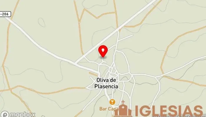 mapa de Iglesia De San Blas. Siglo XVIII Iglesia católica en Oliva de Plasencia