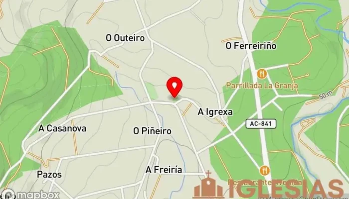 mapa de Iglesia de San Cristóbal de Reis Iglesia católica en Teo