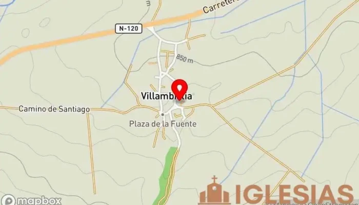 mapa de Iglesia de San Esteban Iglesia católica en Villambistia