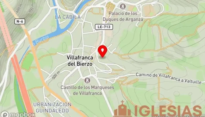 mapa de Iglesia de San Francisco Iglesia católica en Villafranca del Bierzo