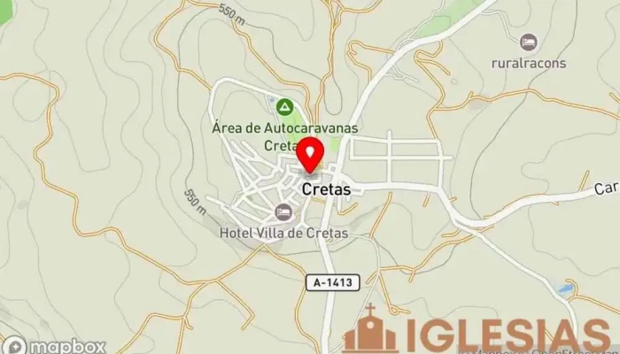 mapa de Iglesia de San Juan Bautista Iglesia católica en Cretas