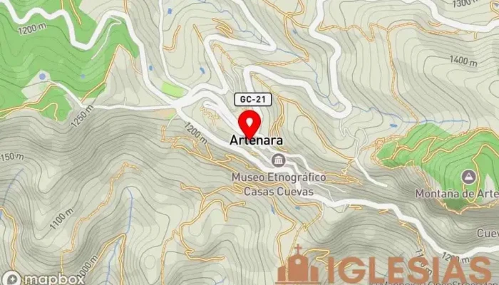 mapa de Iglesia de San Matías Iglesia, Atracción turística en Artenara