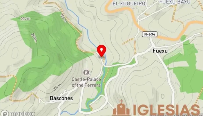 mapa de Iglesia de San Miguel de Báscones Iglesia católica en Asturias