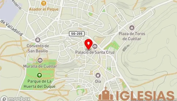 mapa de Iglesia de San Miguel Iglesia católica en Cuéllar