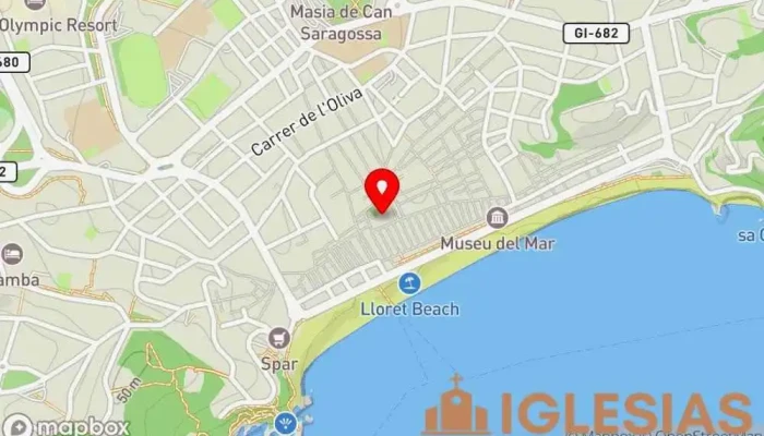 mapa de Iglesia de San Román de Lloret Iglesia católica, Iglesia, Atracción turística en Lloret de Mar