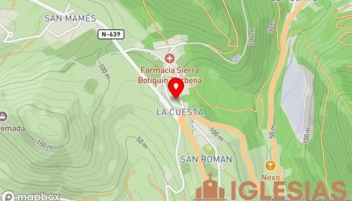 mapa de Iglesia de San Román Iglesia en Aldapa