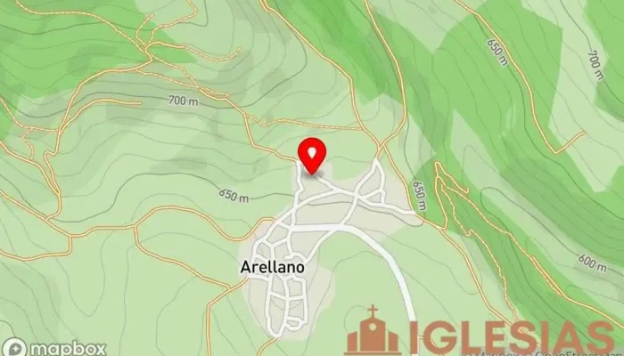 mapa de Iglesia de San Román Iglesia católica, Atracción turística en Arellano