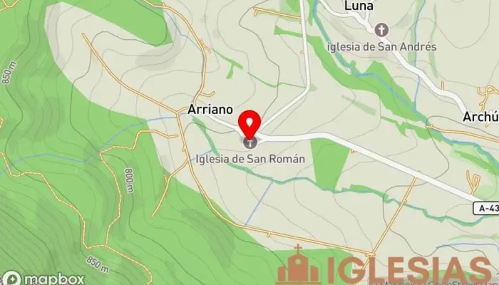 mapa de Iglesia de San Román Iglesia en Arriano