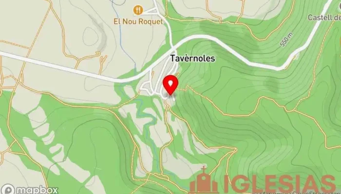 mapa de Iglesia de Sant Esteve de Tavèrnoles Iglesia católica en Tavèrnoles