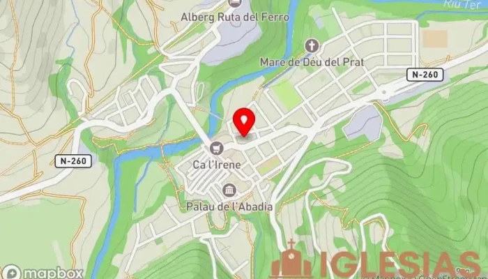 mapa de Iglesia de Sant Joan i Sant Pau. Ruina consolidada Lugar de interés histórico, Iglesia en Sant Joan de les Abadesses
