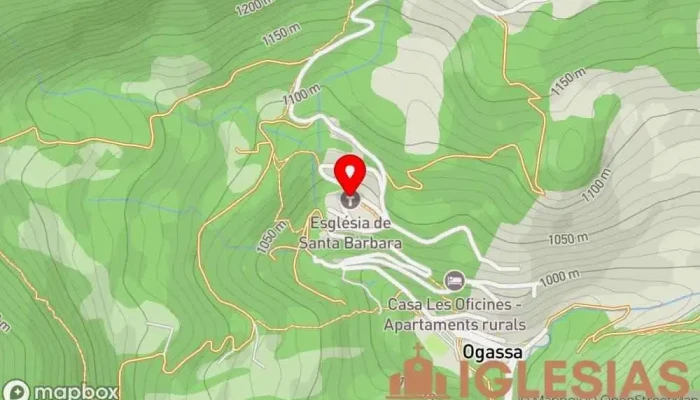 mapa de Iglesia de Santa Bárbara Iglesia católica en Sant Martí d'Ogassa