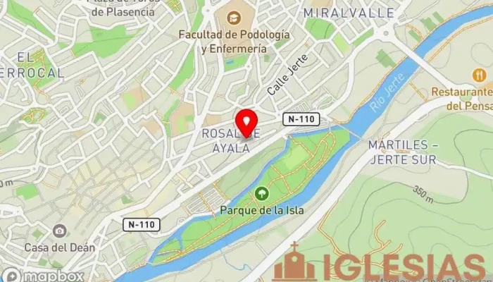 mapa de Iglesia de Santa Elena Iglesia en Plasencia