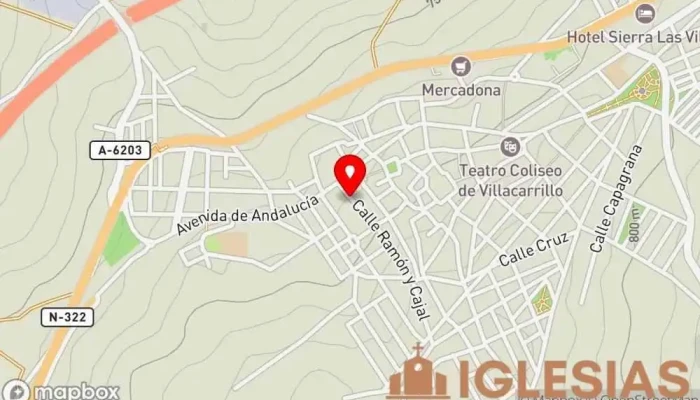 mapa de Iglesia de Santa Isabel de los Ángeles Iglesia en Villacarrillo