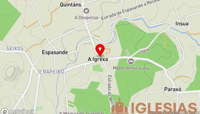 mapa de Iglesia de Santa María de Luou Iglesia en Teo
