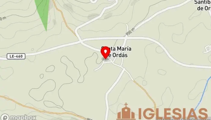 mapa de Iglesia de Santa María de Ordás Iglesia católica en Santa María de Ordás