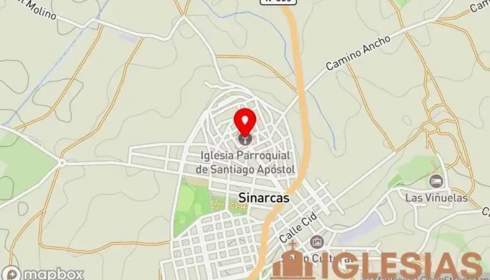 mapa de Iglesia de Santiago Apóstol Iglesia católica en Sinarcas
