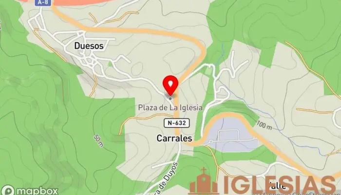 mapa de Iglesia de Santiago de Caravia Iglesia católica en Caravia