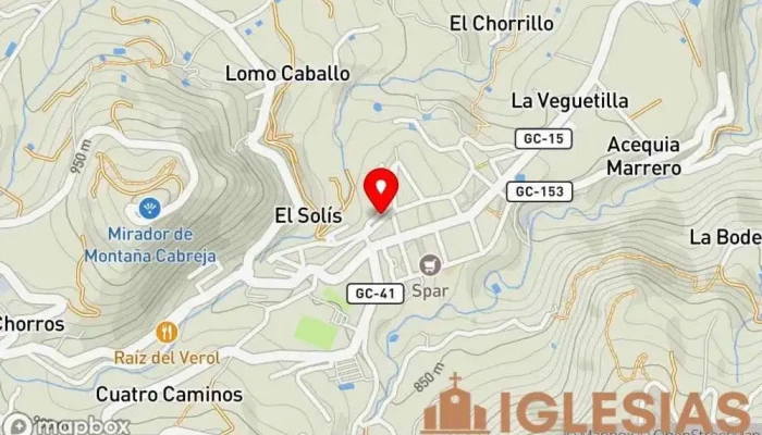 mapa de Iglesia de Vega de San Mateo Iglesia católica en Vega de San Mateo