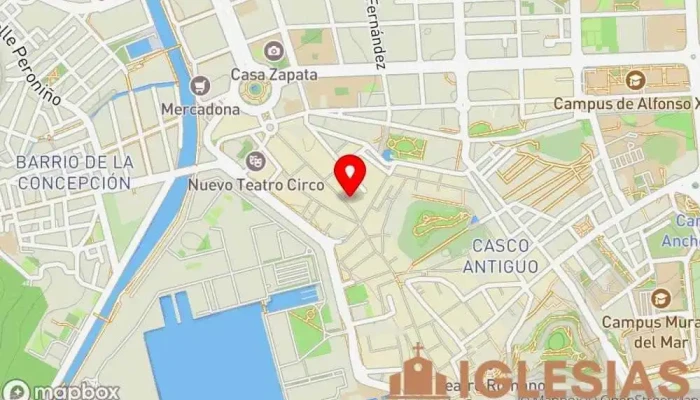 mapa de Iglesia del Carmen Iglesia católica en Cartagena
