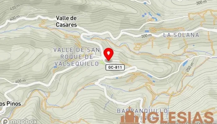 mapa de Iglesia del valle de San Roque Iglesia en San Roque
