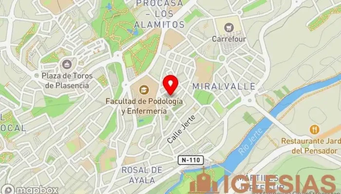 mapa de Iglesia Evangélica Asamblea de Hermanos de Plasencia Iglesia en Plasencia