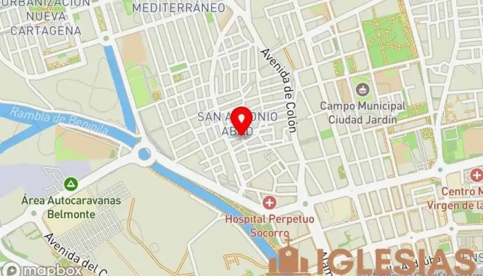 mapa de Iglesia Evangelica Nuevo Renacer Iglesia evangélica en Cartagena