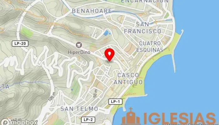 mapa de Iglesia evangélica Vida y Esperanza - La Palma Iglesia cristiana en Santa Cruz de la Palma