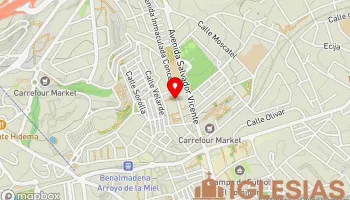 mapa de Iglesia ICAM - Iglesia Cristiana Arroyo de la Miel Iglesia evangélica en Benalmádena