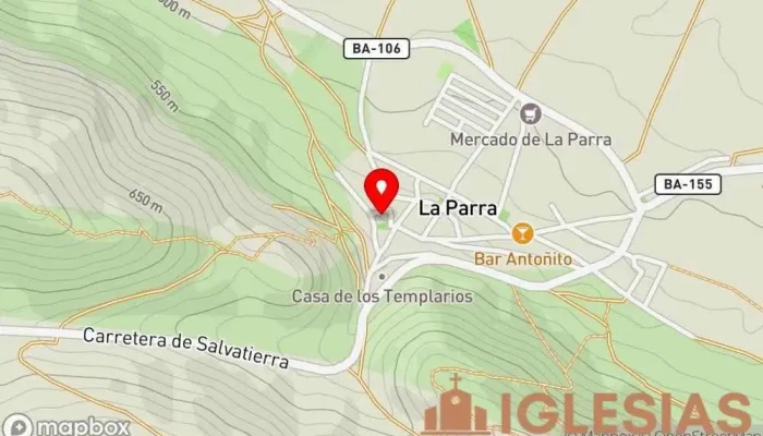 mapa de Iglesia La Parra (Nuestra Señora de La Asunción) Iglesia en La Parra