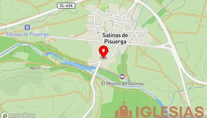mapa de Iglesia Parroquial de San Pelayo Iglesia católica en Salinas de Pisuerga