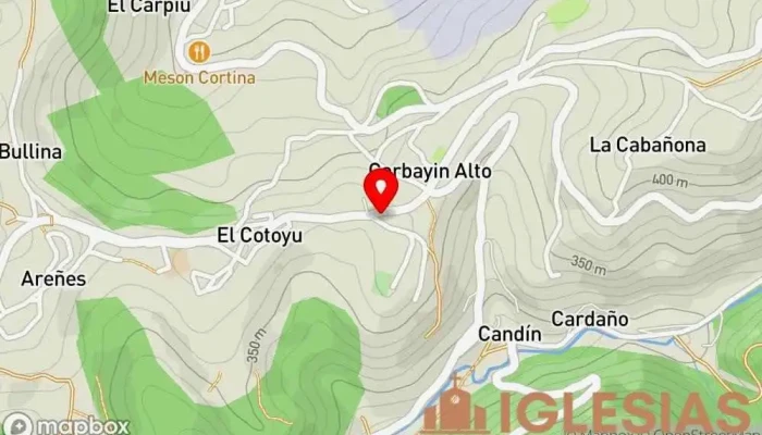 mapa de Iglesia Santiago de Carbayín Alto Iglesia católica en Asturias