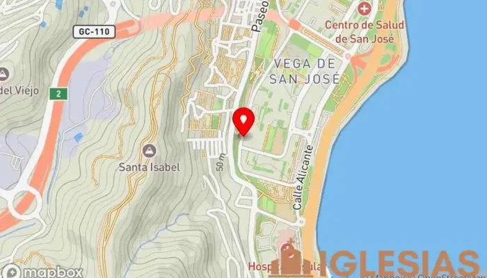 mapa de Iglesia Vega de San Jose Iglesia en Las Palmas de Gran Canaria