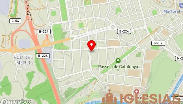 mapa de IPUE Martorell - Iglesia Pentecostal Unida en Europa Iglesia, Iglesia cristiana, Iglesia evangélica, Iglesia pentecostal, Lugar de culto en Martorell
