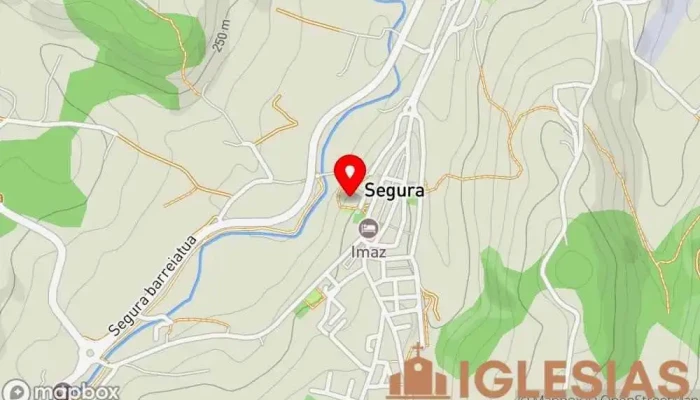 mapa de Jasokundeko Andra Mari Eliza/Iglesia de Santa María de la Asunción Iglesia en Segura